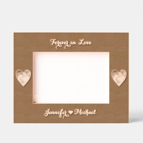 Hearts Monogram Couple Photo Wedding Anniversary Engraved Frames