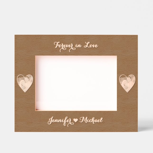 Hearts Monogram Couple Photo Wedding Anniversary Engraved Frames (Front)
