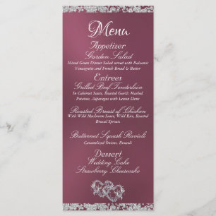 Hearts, Monogram & Glitter - Lavender Wedding Menu
