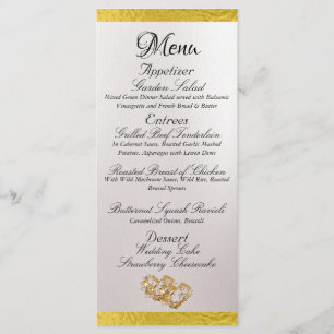 Hearts & Monogram - White Pearl/Gold Wedding Menu