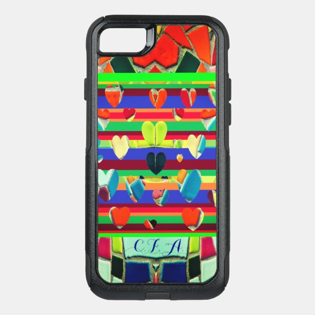 Hearts Mosaic Pattern Otterbox iPhone Case (Back)