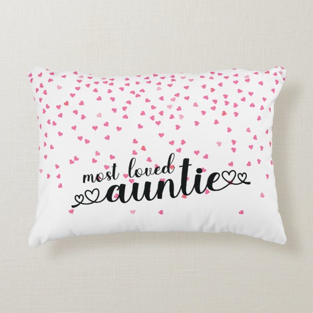 Hearts Most Loved Auntie Accent Pillow (Front)