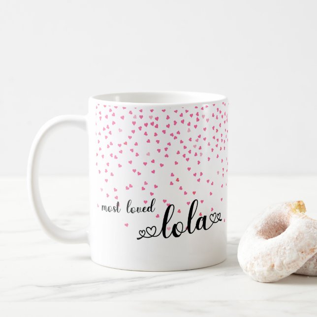 Hearts Most Loved Lola Coffee Mug (With Donut)