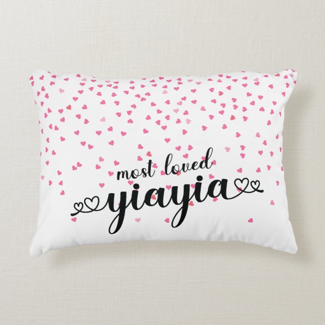 Hearts Most Loved YiaYia Accent Pillow (Front)