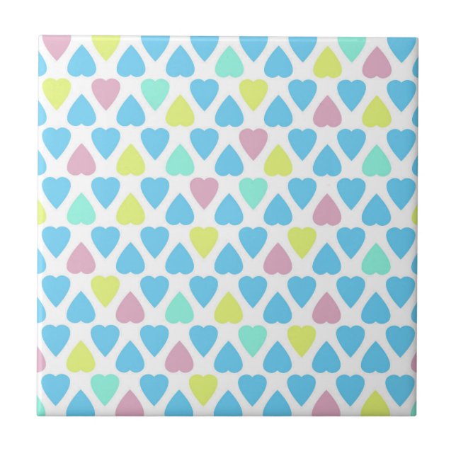 Hearts multicolor ceramic tile (Front)
