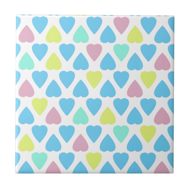 Hearts multicolor ceramic tile (Front)