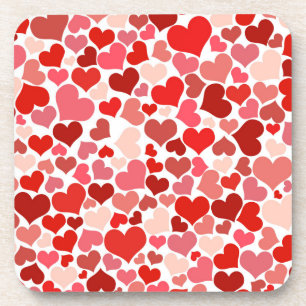 Hearts Multicolored Pattern-20367 Beverage Coaster