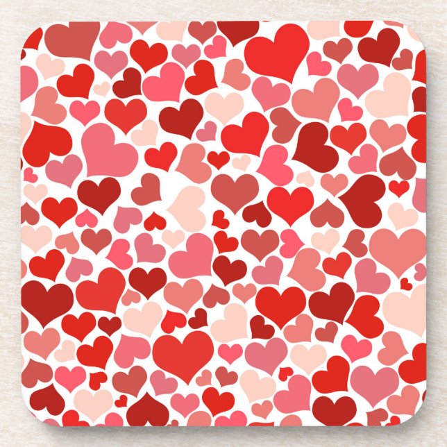 Hearts Multicolored Pattern-20367 Beverage Coaster (Front)