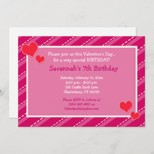 Hearts n Dashes Valentines Day Birthday Invitation