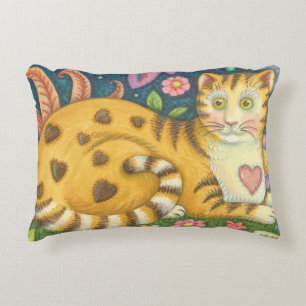 Hearts N' Stripes Tabby Folk Art Cat Pillow