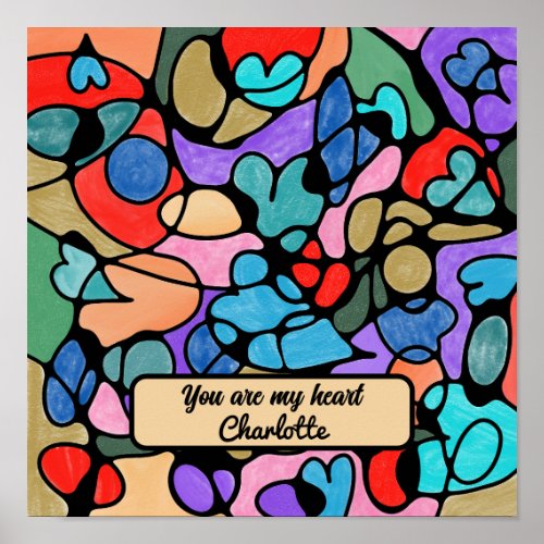 HEARTS NEUROGRAPHIC DIGITAL WATERCOLORS POSTER