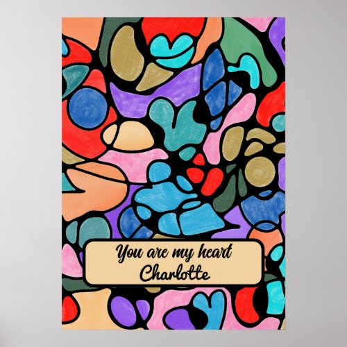 HEARTS NEUROGRAPHIC DIGITAL WATERCOLORS POSTER