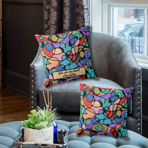 HEARTS NEUROGRAPHIC DIGITAL WATERCOLORS THROW PILLOW