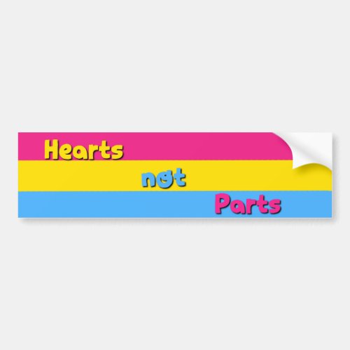 Hearts Not Parts Pansexual Pride Bumper Sticker