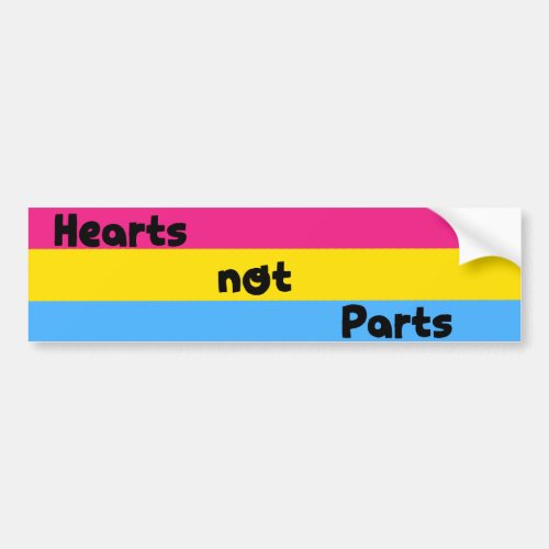 Hearts Not Parts Pansexual Pride Bumper Sticker