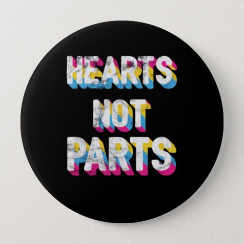 Hearts Not Parts Pansexual Pride LGBT Pan Button
