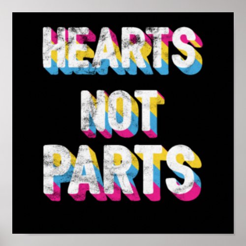 Hearts Not Parts Pansexual Pride LGBT Pan Poster