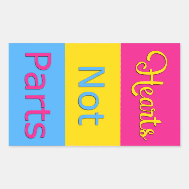 Hearts Not Parts Pansexual Pride Sticker Zazzle