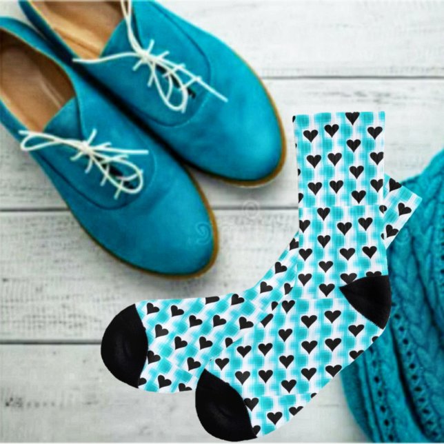 Hearts Of Black Crew Socks (These Hearts of Black, Crew Socks, expresses love in a unique style!)