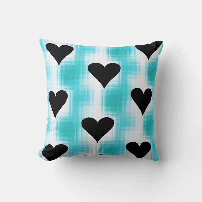 Hearts Of Black Throw Pillow (Front)