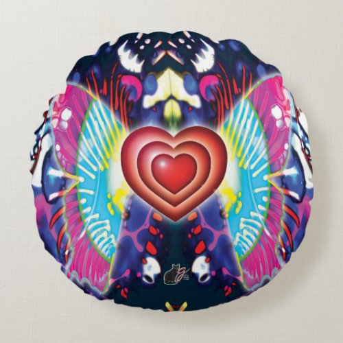 Hearts Of Glys  Round Pillow