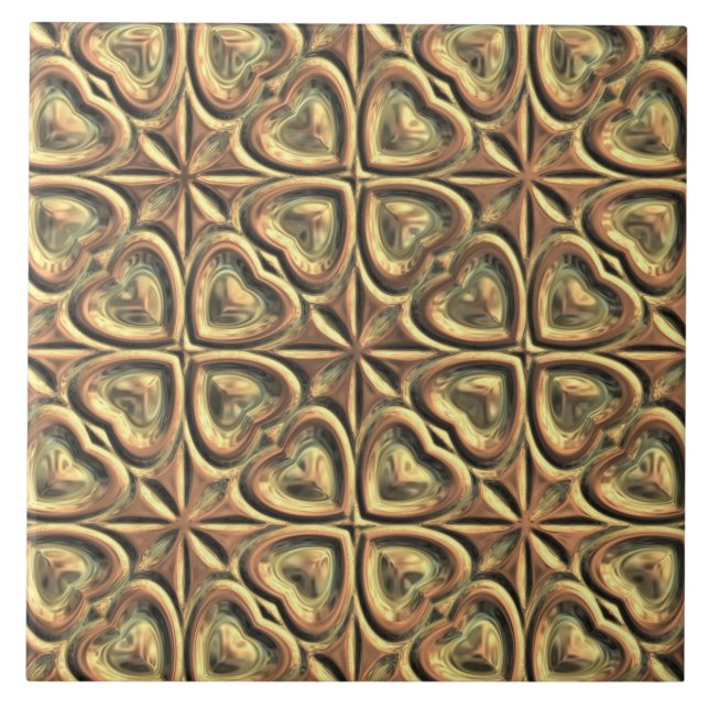 Hearts of Gold Ceramic Tile (Front)