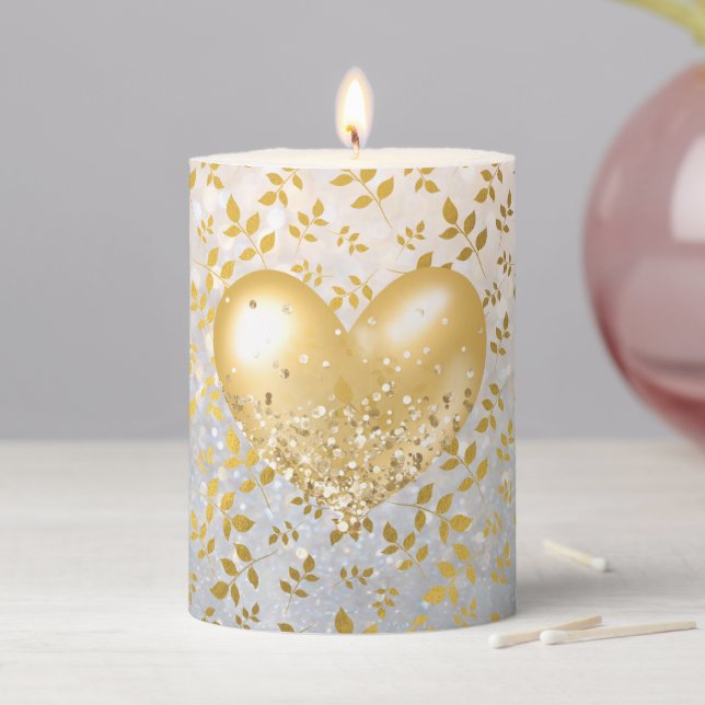 Hearts of Gold Pillar Candle (In Situ)