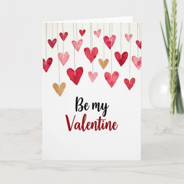 Hearts Of Gold Valentine Card (Front)