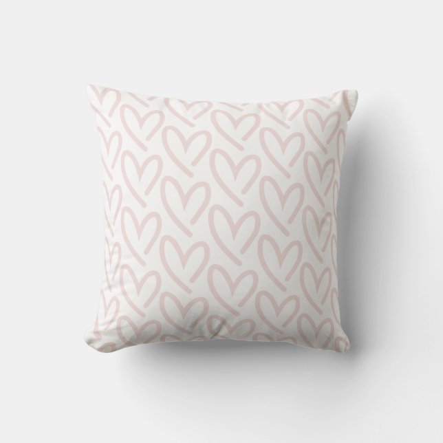 Hearts of Hearts Light Pink Throw Pillow (Front)