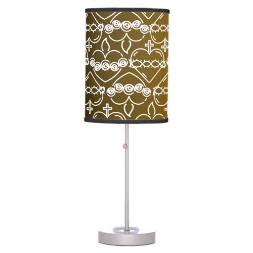 Hearts of Jesus and Mary Pattern Black Gold Lamp