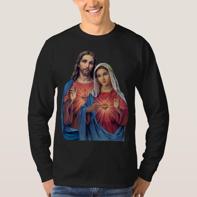 Hearts of Jesus and Mary very close together T-Shirt (Front)