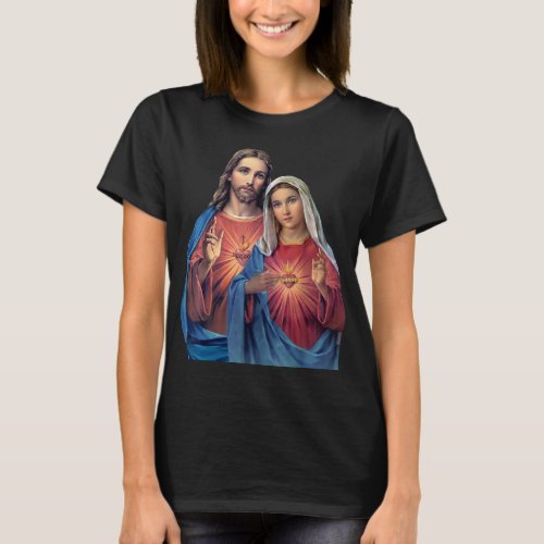 Hearts of Jesus and Mary very close together T_Shirt