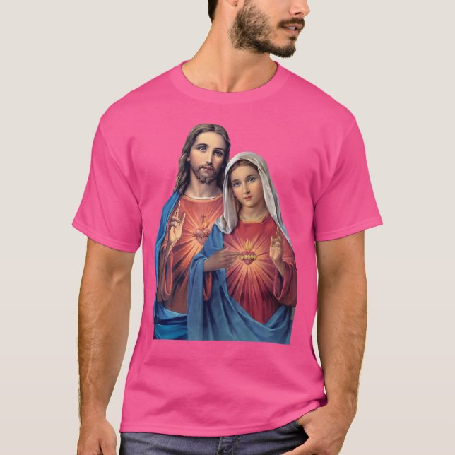 Hearts Of Jesus And Mary Very Close Together (Twin T-Shirt (Front)