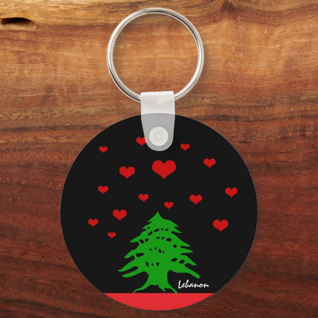 Hearts of Lebanon & Lebanese flag fashion / Love Keychain (Front)