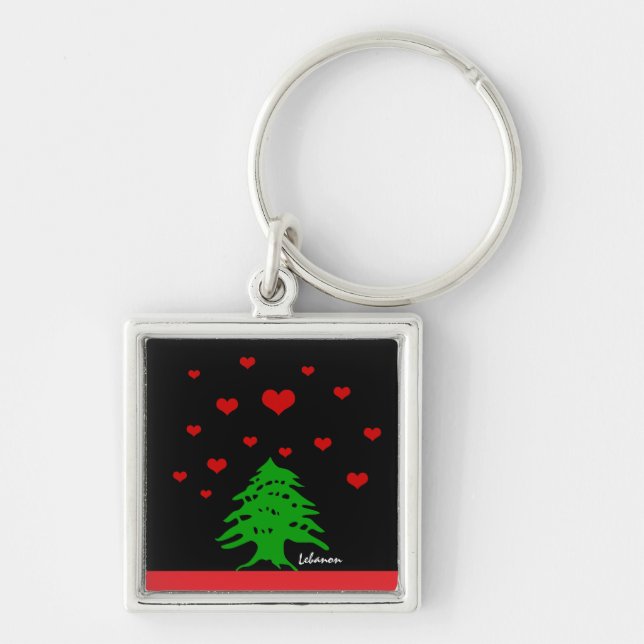 Hearts of Lebanon & Lebanese flag fashion / Love Keychain (Front)