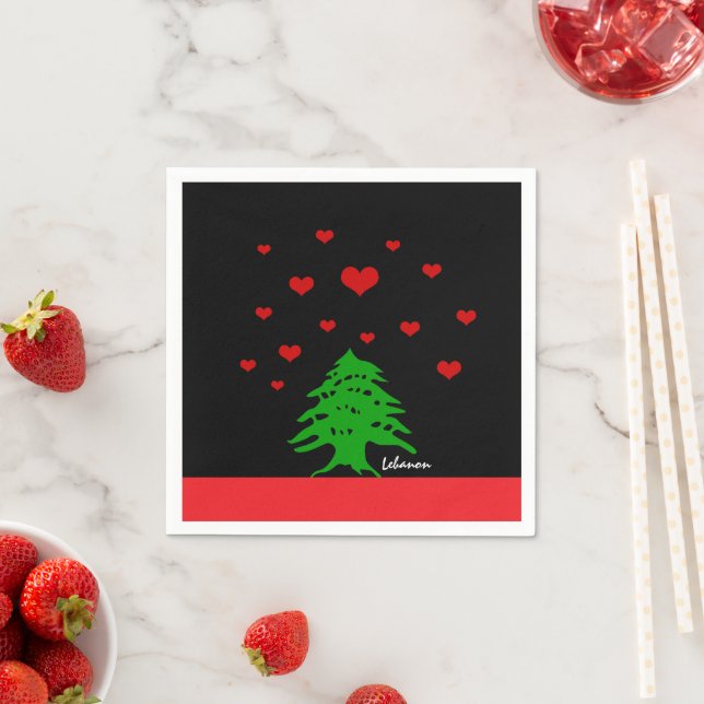 Hearts of Lebanon & Lebanese flag fashion / Love Napkins (Insitu)