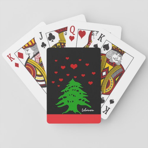 Hearts of Lebanon Lebanese Flag Love Trees Poker Cards