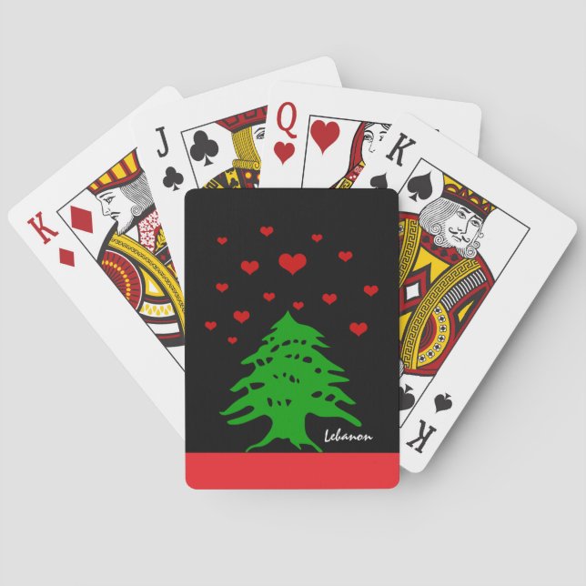 Hearts of Lebanon, Lebanese Flag, Love Trees Poker Cards (Back)