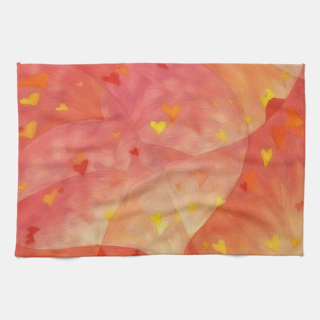 Hearts of Love Abstract Artsy Kitchen Towel (Horizontal)