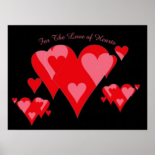 Hearts of Love by Janz Black Poster