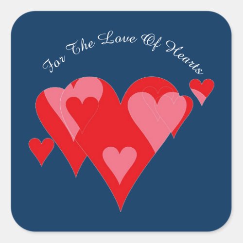 Hearts of Love by Janz Police Box Blue Square Sticker