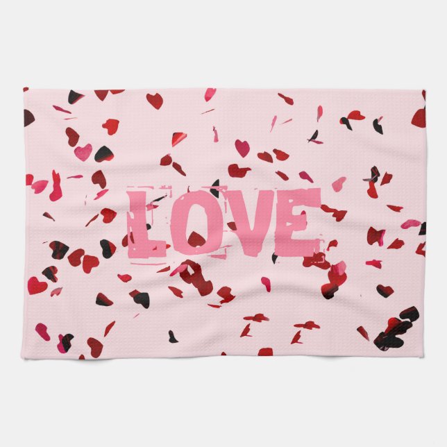 Hearts Of Love Kitchen Towel (Horizontal)