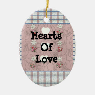 Hearts Of Love Three Ceramic Ornament