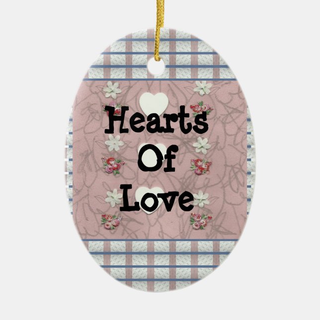 Hearts Of Love Three Ceramic Ornament (Front)