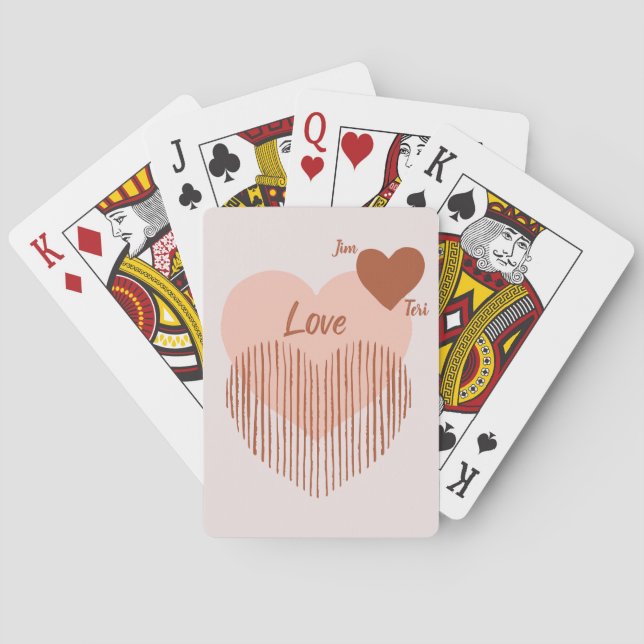 Hearts of Love with Names  Poker Cards (Back)