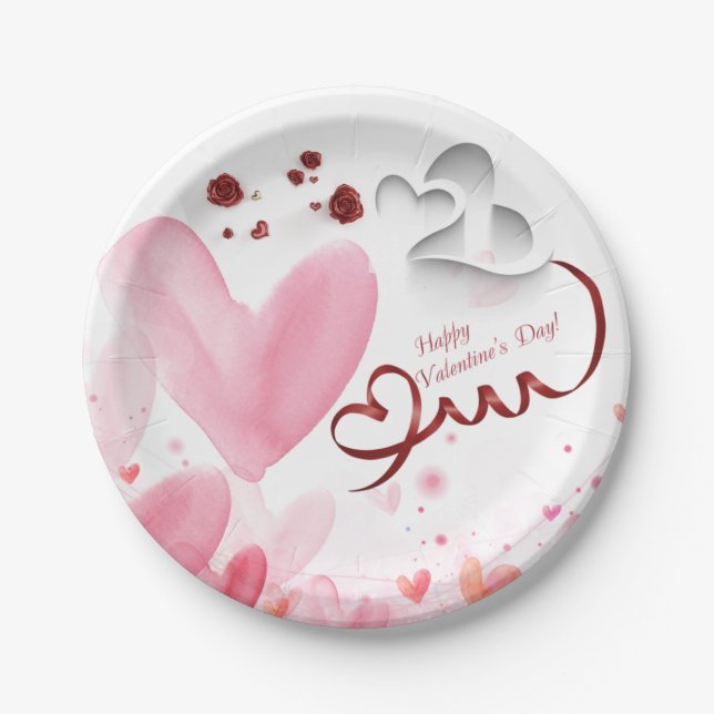 hearts of Saint Valentine Paper Plates (Front)