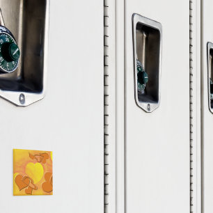 Hearts of Solid and Hollow Orange Over Yellow Magnet