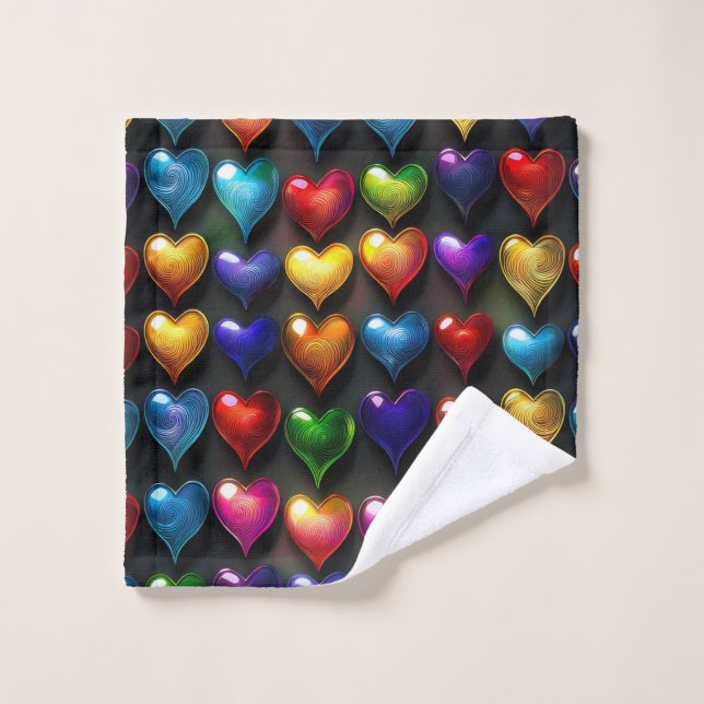 Hearts of Swirl Bath Towel Set (Wash Cloth)