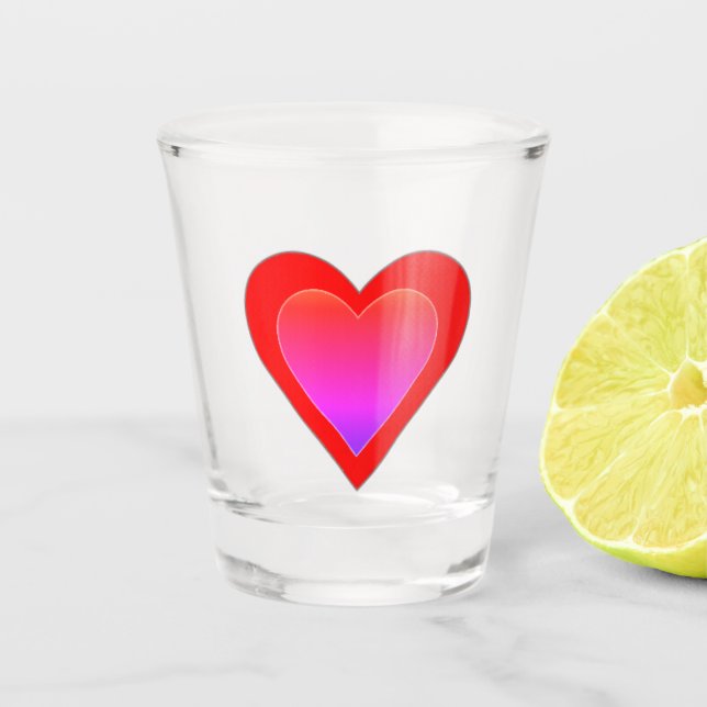 Hearts Ombre Red Pink Valentine's Day 4Elle Shot Glass (Front)