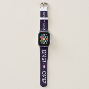 Hearts, OMG text, cute pattern Apple Watch Band